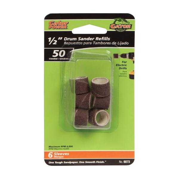 Gator Finishing Gator 0.5 in. D X 1/2 in. L Aluminum Oxide Abrasive Sleeve Refill 50 Grit Coarse 6 pc 6073 - main